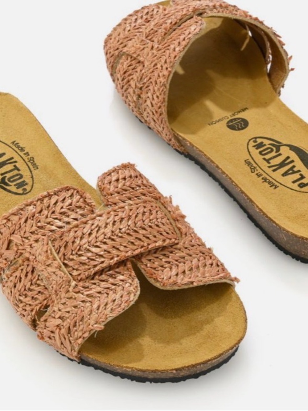 Braided Slide Sandals in Coral Peach by PLAYTON